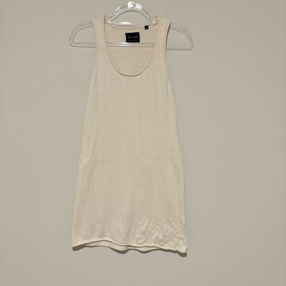 Rhys Dwfen Linen Skeeveless Tunic‎ Dress Cream size medium